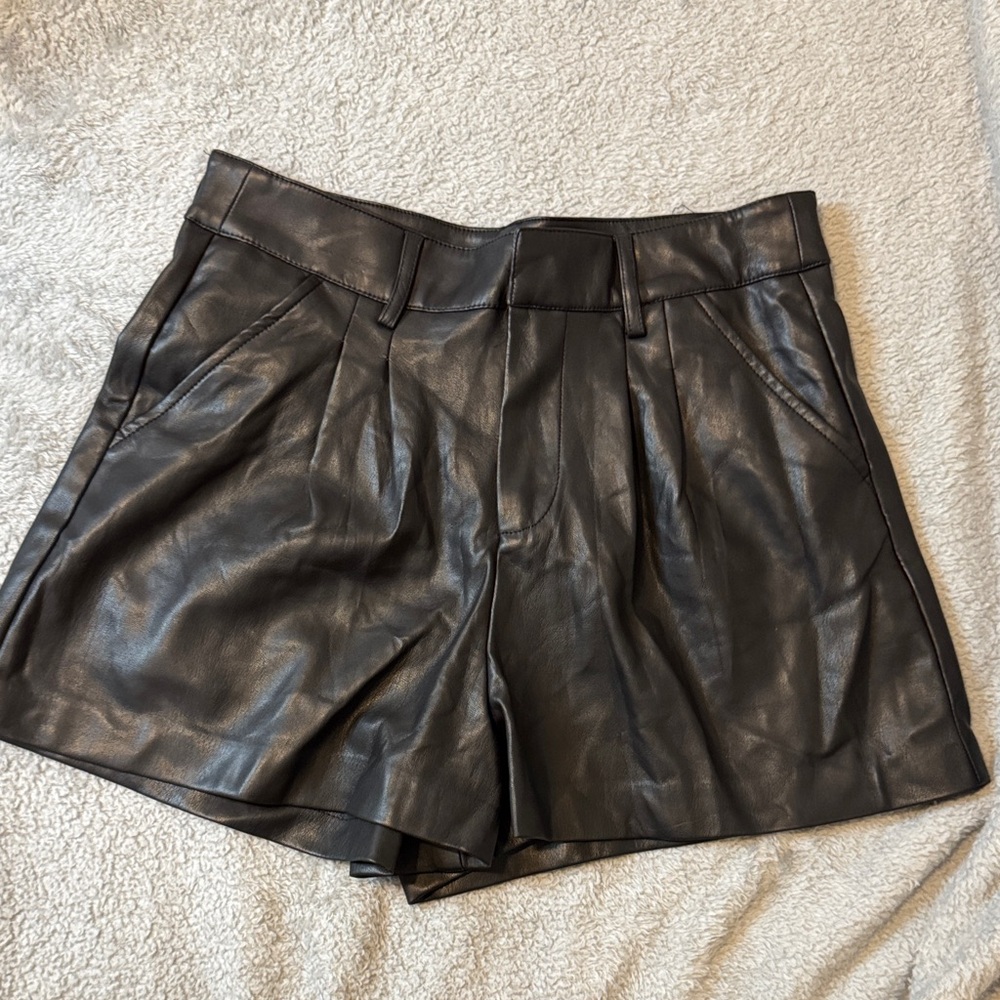 Black Leather Women's Shorts